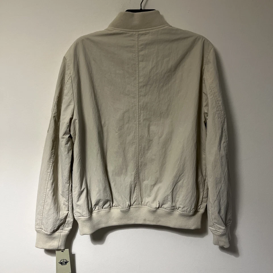 Dockers Bomber Jacket Mens Small Beige Full Zip Nylon Water Resistant New - Image 2 of 4