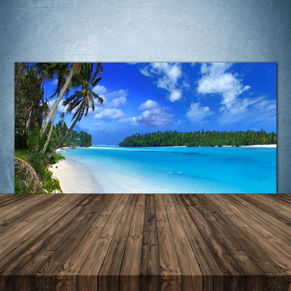 Crédence de cuisine en verre 140x70 cm panorama plage mer du sud azur pour mur de cuisson