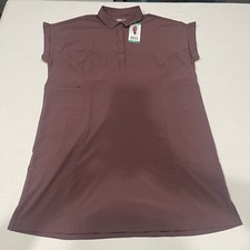 NWT Womens HI-TEC Lightweight Dark Purple Collar Button S/S Shirt Dress Sz XL