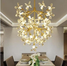 Flower Crystal Chandelier Gold Iron Ceiling Lamp Ding Room Pendant Light Ficture