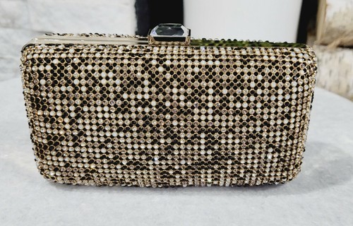 Sondra Roberts Sequine Back Silver Gold Chain Strap Clutch Purse - Picture 3 of 8
