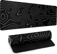 Large Topographic Gaming Mouse Pad Desk Mat Black with Non Slip Rubber Base