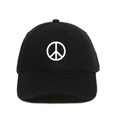 Peace Logo Baseball Cap Embroidered Cotton Adjustable Dad Hat