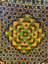 African Kente Fabric Bright Orange, Green, Black 1Yard 36 x44 Black History