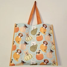 Halloween Dogs Fall Pumpkin Pumpkins Candy  Corn Shopping Bag Tote TJMaxx New 