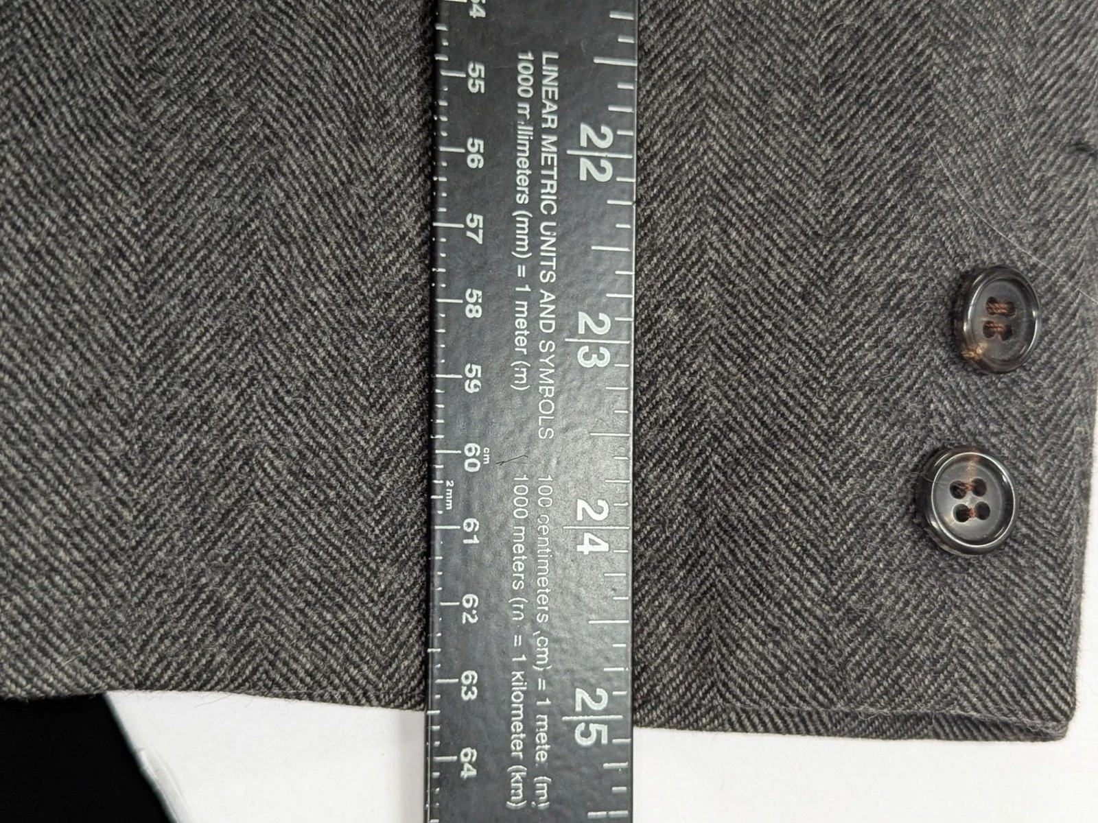 Vintage Men Wool Overcoat 42 R Charcoal Grey Herringbone Dewmoor Malcolm Kenneth image 17