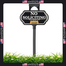 Solar No Soliciting Yard Sign with Stake, 10x5 Inch, Auto LED, Weatherproof