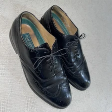 Hanover Wingtip Dress Shoes Mens Size 9 E Black Leather Business Formal City