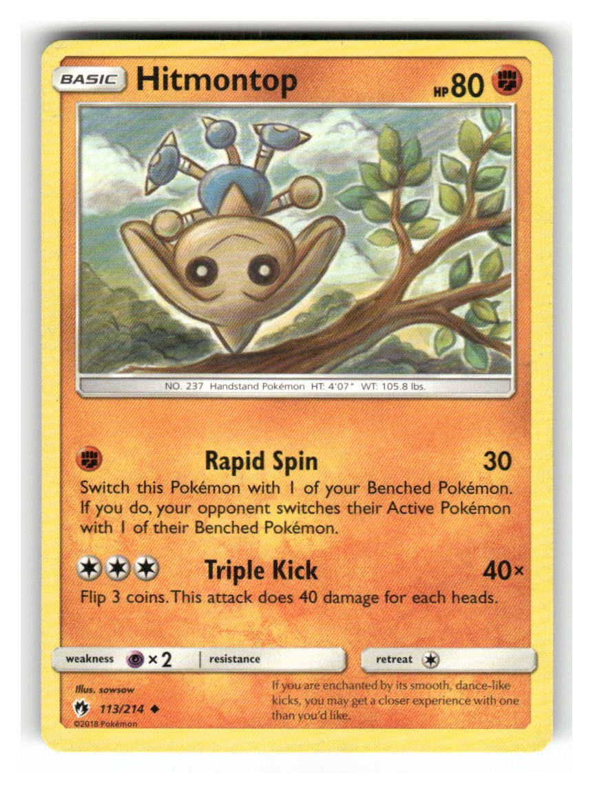 Hitmontop 113/214 Uncommon Lost Thunder Pokemon Lightly Played