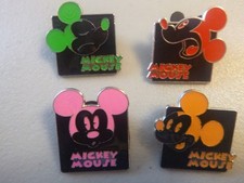 Disney Pins-Group of 4 different Pins - Mix of Mickey Mouse Expressions