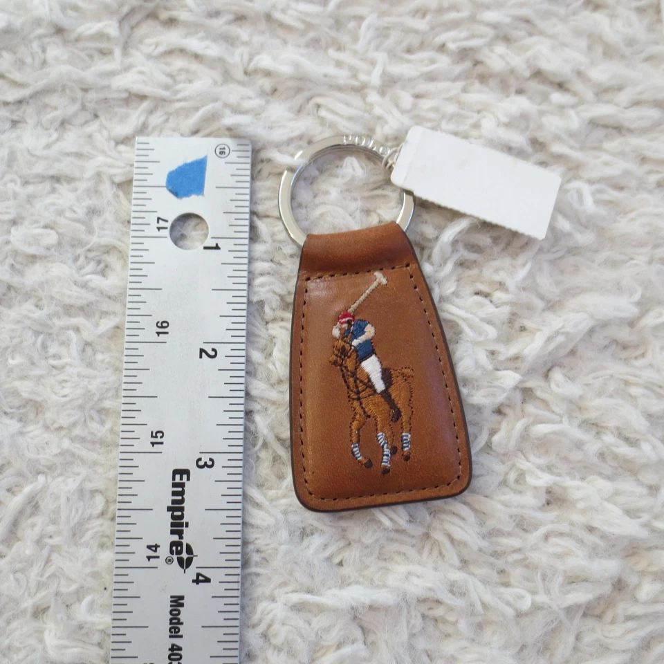 Polo Ralph Lauren Llavero Llavero Cuero Marrón Bordado Pequeño Poni Foto 4 de 4