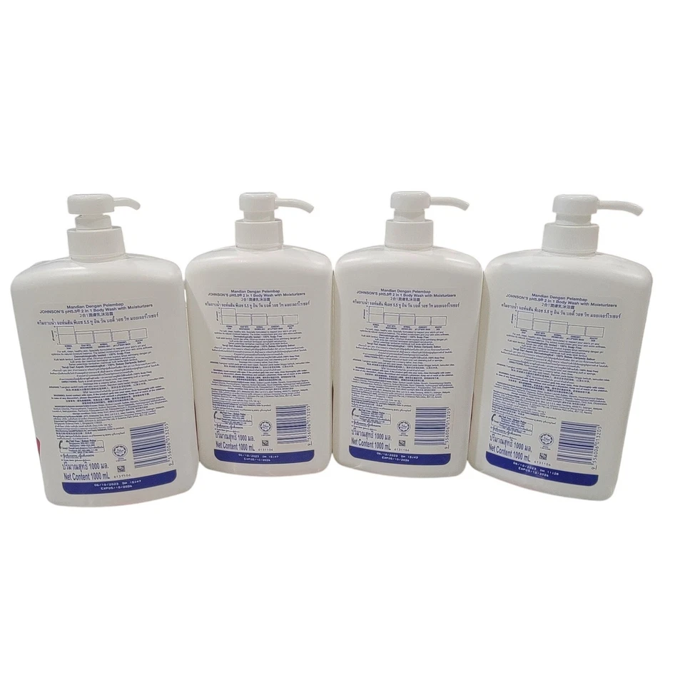 Hidratantes de lavado corporal Johnson's pH 5,5 2 en 1 1000 ml/33,8 oz 4 botellas completas  Foto 2 de 4