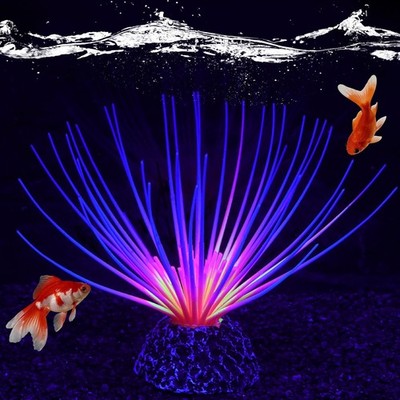 Silicone Glowing Effect Fish Tank Decorations for Aquarium, Artificial Soft A...