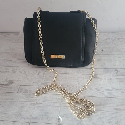 VERSACE Parfums Black Travel Pochette-Pouch-Bag-With Long Gold Chain