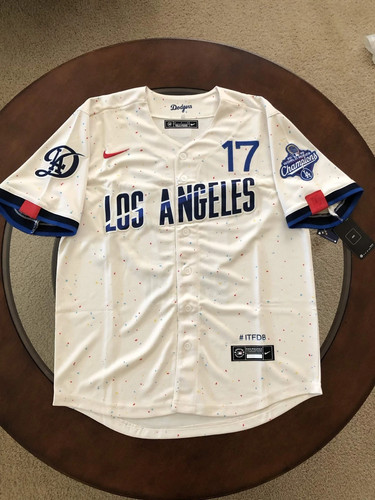 NWT Shohei Ohtani Dodgers City Connect Men's Large Beige Cream Stitch Jersey #17