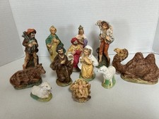Beautiful Hand Painted Ceramic Cr che Christmas Nativity 12 Piece Set Vintage