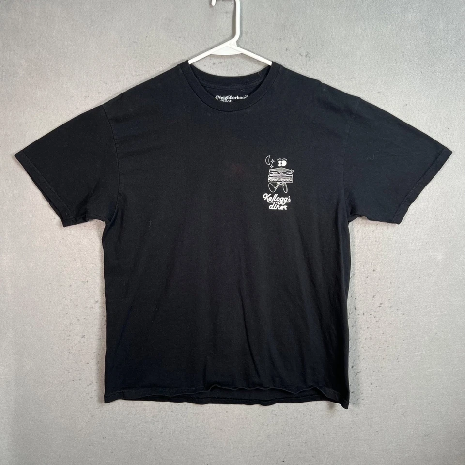 Camiseta negra gráfica Neighborhood Spot Kelloggs Diner XL 100 % algodón para hombre Foto 2 de 4