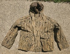 Vintage Cabelas Cattail Duck Camo Hunting Jacket Puffer Gore-Tex Sz L