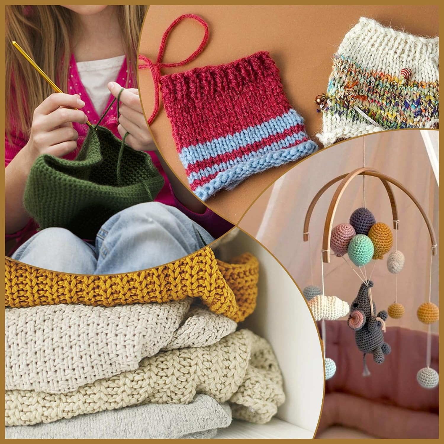 110 Pcs Crochet Hooks Set with Case Ergonomic Crochet Kit Markers Scissors DIY