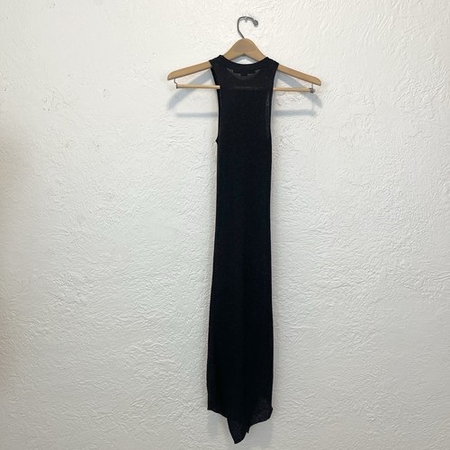 Alexander Wang Dress Black Knit Midi Ribbed Sheer Silk Alpaca Asymmetric XS - Picture 5 of 8