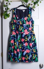 J. Crew Floral Cotton Dress A-Line Sleeveless Basketweave Square Neck