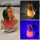 Vtg Murano Style Glass Pear Paperweight|Controlled Bubble|UV Cadmium Glow|READ