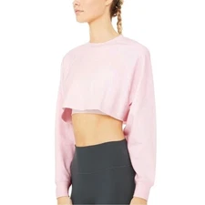 Alo Yoga Pale Pink Oversized Cropped Long Sleeve Pullover Size Medium
