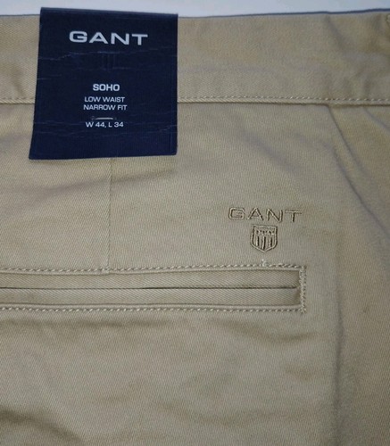 GANT Soho Chino Trousers Low Waist Narrow Fit Sandstone Men's 44/34 Brand NEW - Picture 8 of 8