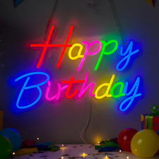 Happy Birthday Neon Sign for Backdrop, LED Happy Birthday Light up Sign, USB Pow