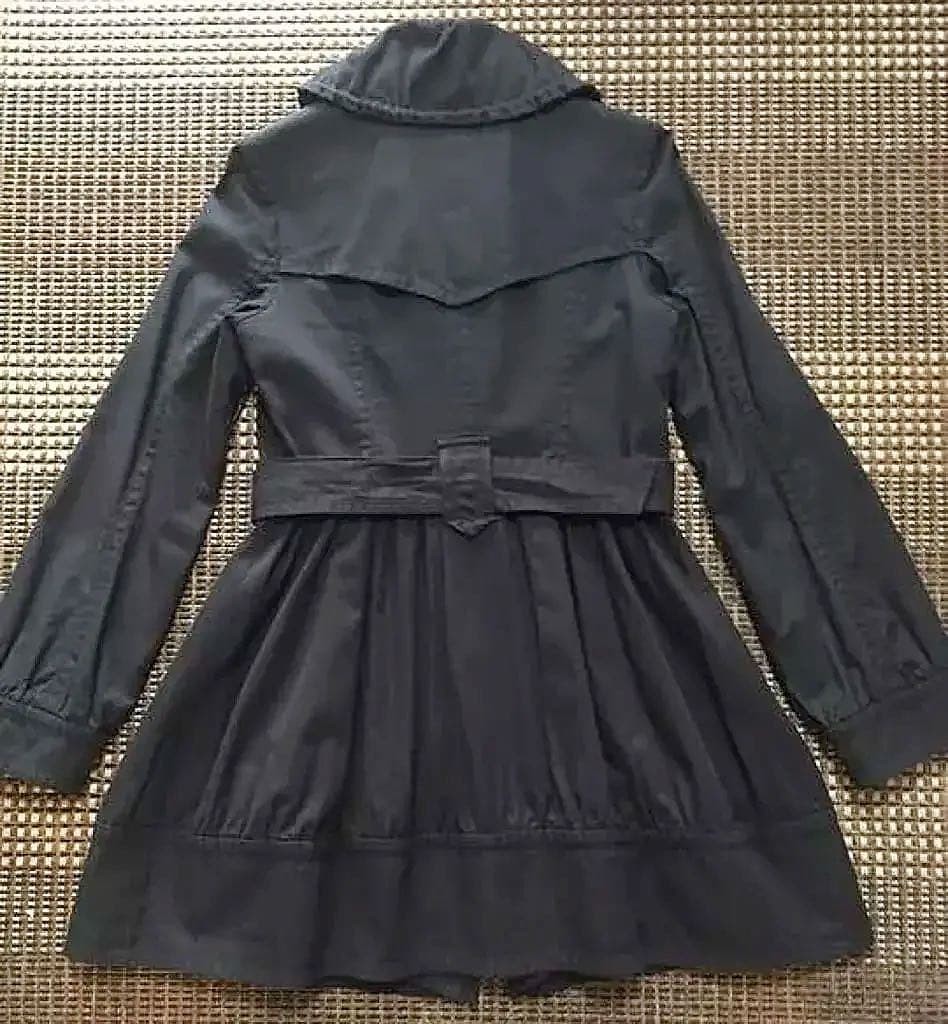 Burberry Blue Label Trench Coat Black Cotton Liner Nova Check Size 38 For Women thumbnail 2