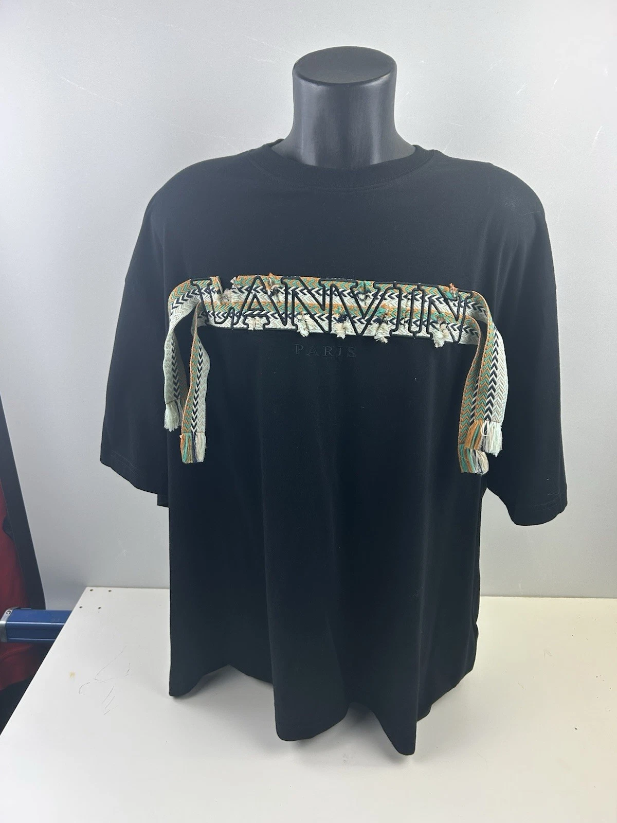 Lanvin — Lanvin Curb Laced Oversized Ribbon Logo T-shirt XXXL $696