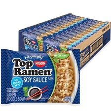 Nissin Top Ramen Noodle Soup, Soy Sauce, 3 Ounce (Pack 3 of 24)