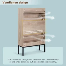 Shoe Storage Cabinet with Flip Drawers & Adjustable Shelves Rectangular Rattan