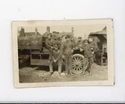 Small photo military Canadian soldiers in uniform on truck WW1 antique photo