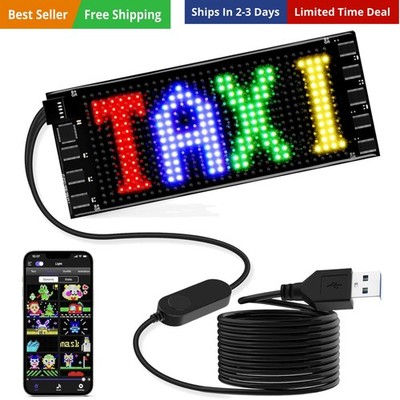 LED Sign for Car, 7''x3''Flexible LED Matrix Panel USB 5V Bluetooth Applicati...