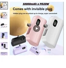 Mini Capsule 50000mAh High Capacity Power Bank Portable Wireless Fast Charging 