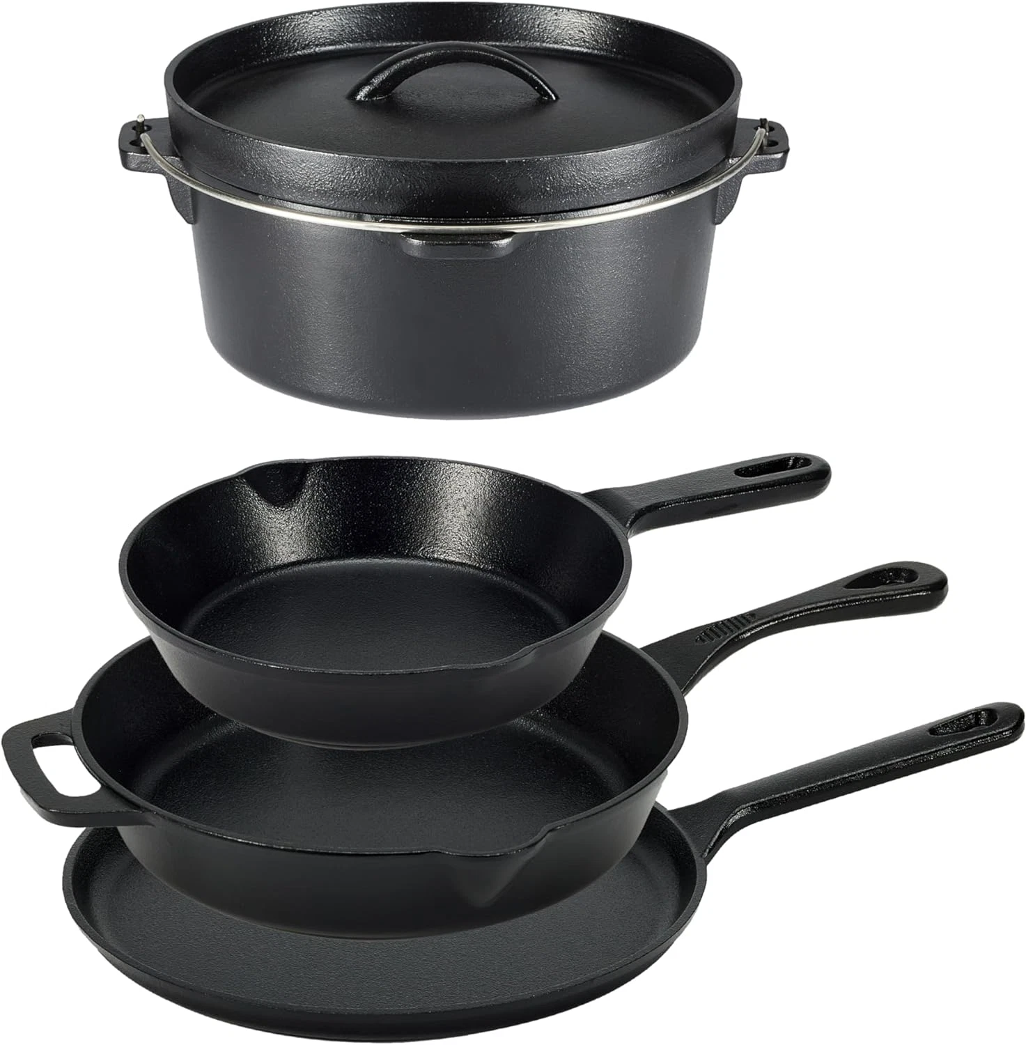 Pre-Seasoned Cast Iron 5-Piece Cookware Set, Oven Safe, Cooks Evenly, 14.17 X 12