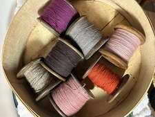 Antique Vintage 3.5" x 3.5"  Wood Metal Industrial Textile, Lot 7