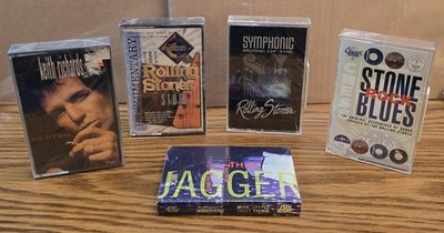 5 SEALED Cassettes - Jagger, Richards, Documentary, Covers, & Various Artists