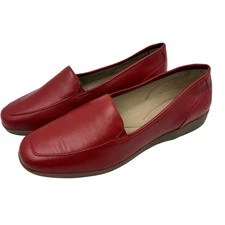 Easy Spirit Devitt Red Leather Loafer Flats Women Size 8M Comfort Slip On Shoes