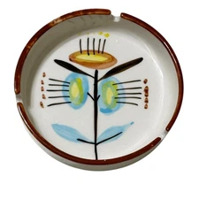 Ashtray 3-Cigarette Rests Ceramic Venus Flytrap Flower Design 5" Round Unbranded