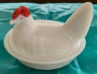 Vintage Westmoreland Milk Glass Hen on Basket Weave Nest