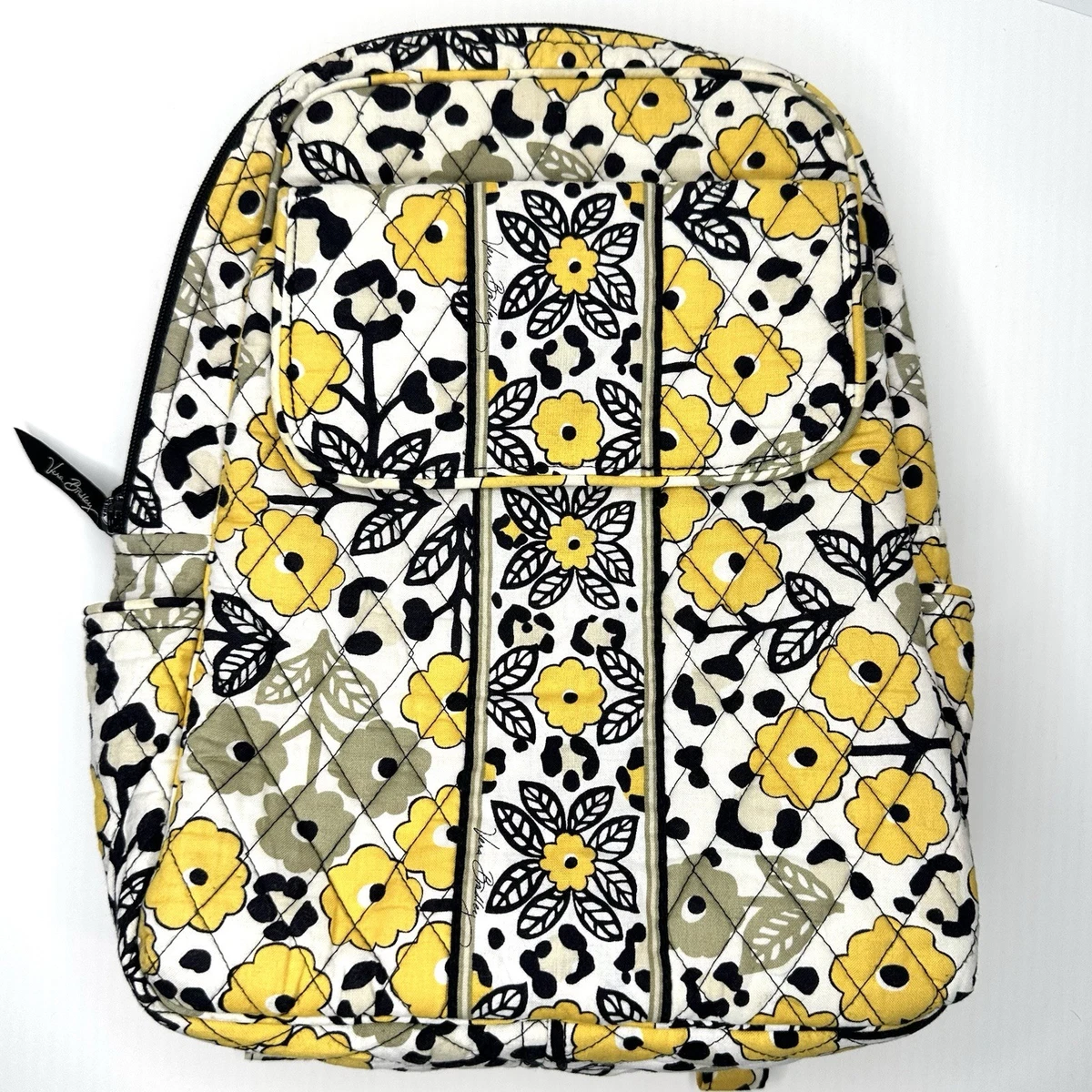 Vera Bradley Floral Sling Backpack in Yellow Vera Bradley Black Yellow Floral Quilted Casual... | Depop main image 2