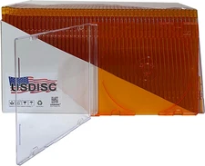 CD Jewel Cases Slimline 5.2mm, Single 1 Disc, Clear Orange, Pack of 10