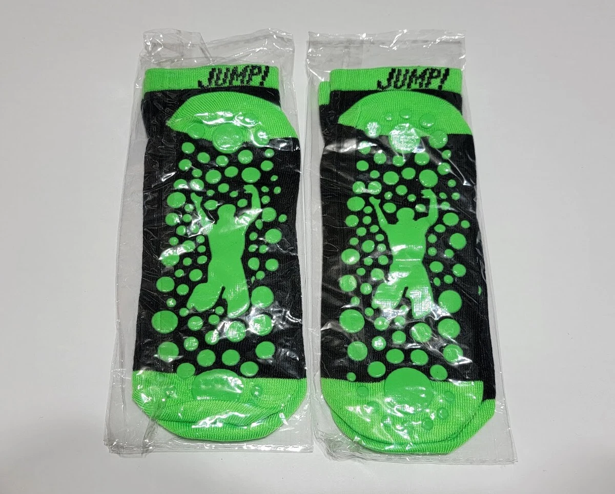 Lot of 2 Non-Slip Bottom Grip Trampoline Park Jump Socks Size S