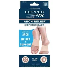 New Copper Fit Infused Arch Relief Compression Bands Unisex Beige ONE Size fits
