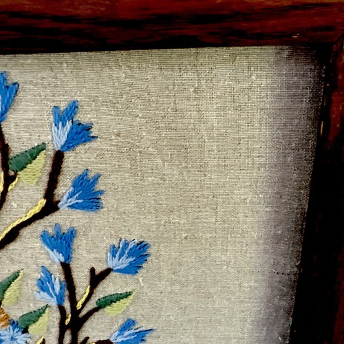 vintage needlepoint framed wall art. Southwest Native Basket Pottery Feather.(WW - Picture 3 of 13