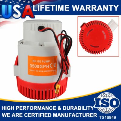 Super 3000 GPH 12V Electric Marine Yacht Boat Water Pump Submersible Bilge Pumps