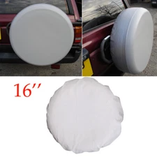 16" WHITE SPARE WHEEL TIRE COVER HEAVY VINYL EASY INSTALL PROTECTOER 29" 30" 31"