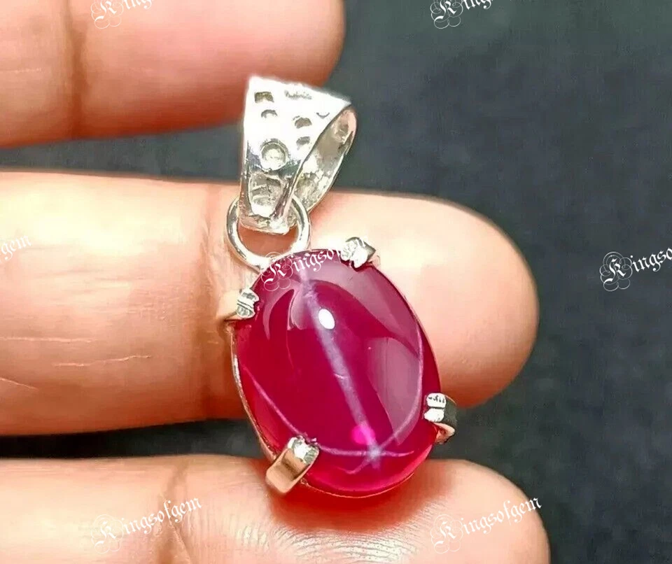 28.80 Ct Natural 6 Star Red Ruby Cabochon Oval German Silver Loose Gemstone - Image 4 of 4